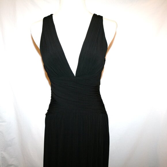 BCBG Maxazria Black Open Cross Back Floor Length Gown Small - Picture 7 of 12